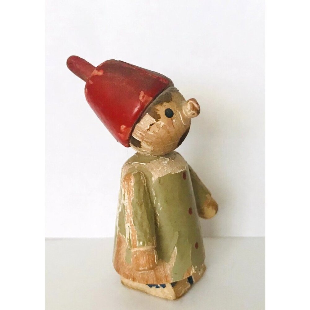 ERZGEBIRGE Miniature Figurine Naughty Boy Sticks Out Tongue Germany Wood Carved - Picture 3 of 6